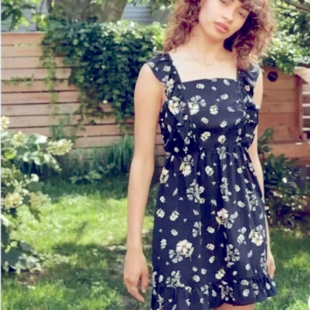 $10 Deals! Women's Wild Fable Black Floral Ruffle Sleeveless Dress Medium